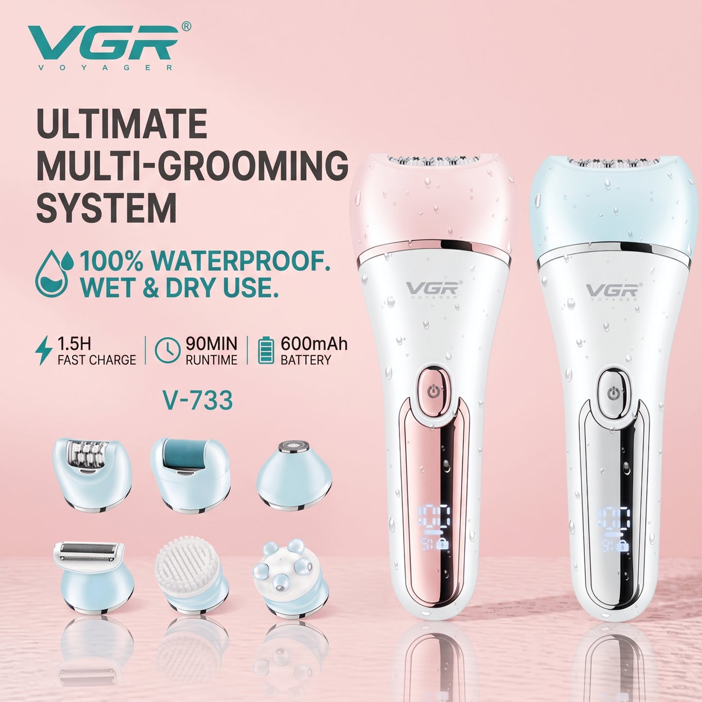 VGR Women's Epilator Shaver Set